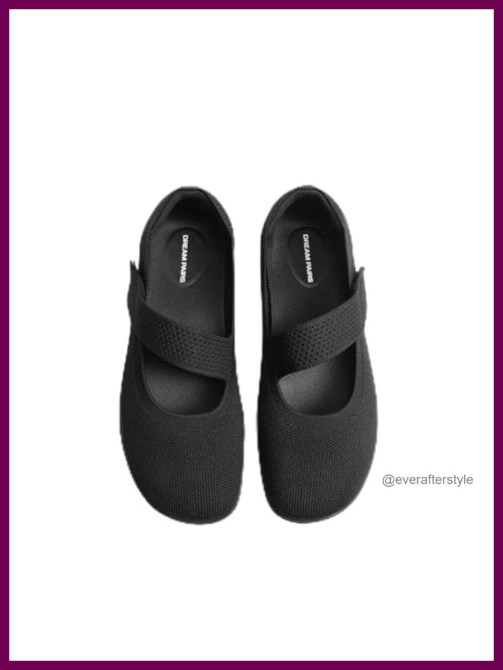 Wide Toe Mary Jane Ballet Flats Knit Washable Arch Support Non-Slip